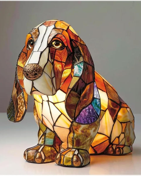 קסם הכלב - מנורת זכוכית צבעונית