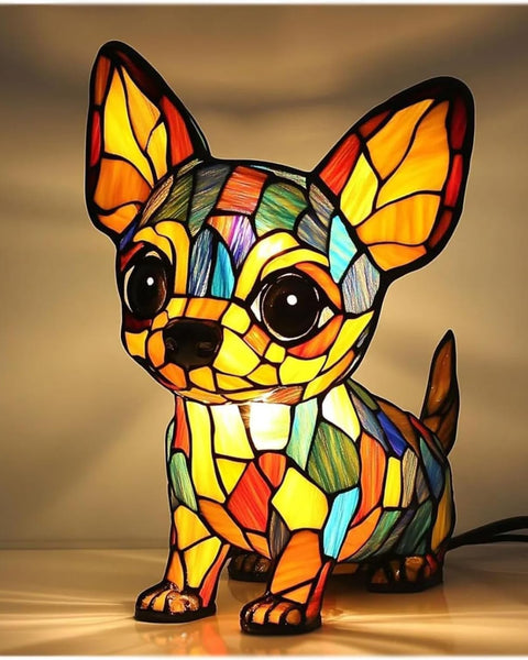 צ'אצ'א - מנורת כלב זכוכית צבעונית עם נגיעה קסומה