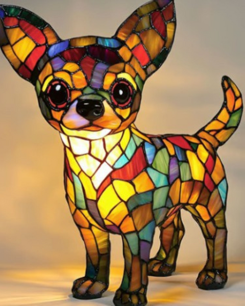 נורת כלב מזכוכית צבעונית - שואפט עם נופך קסום