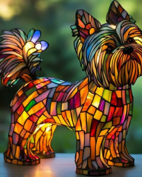לילי - מנורת כלב מזכוכית צבעונית עם קסם ייחודי