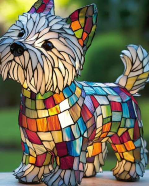 מנורת כלב קסומה בצורת מקס - זכוכית צבעונית