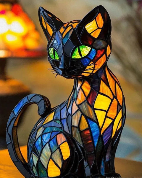 מינטה - מנורת זכוכית צבעונית לחתולים עם קסם ייחודי