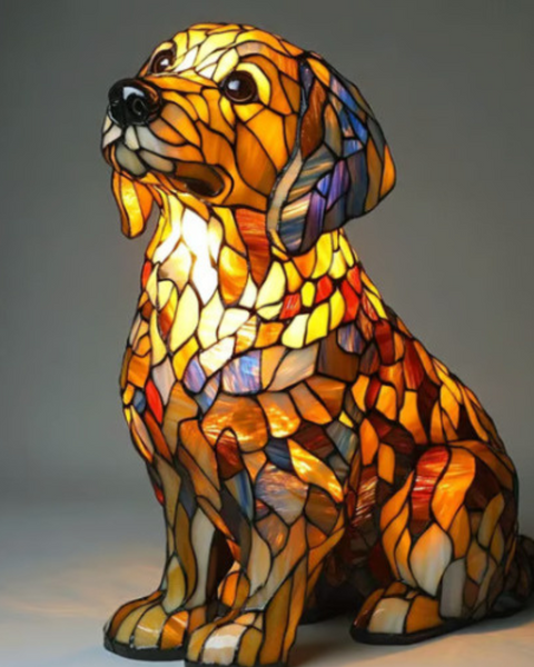 נואורס - מנורת כלב מעוצבת מזכוכית צבעונית