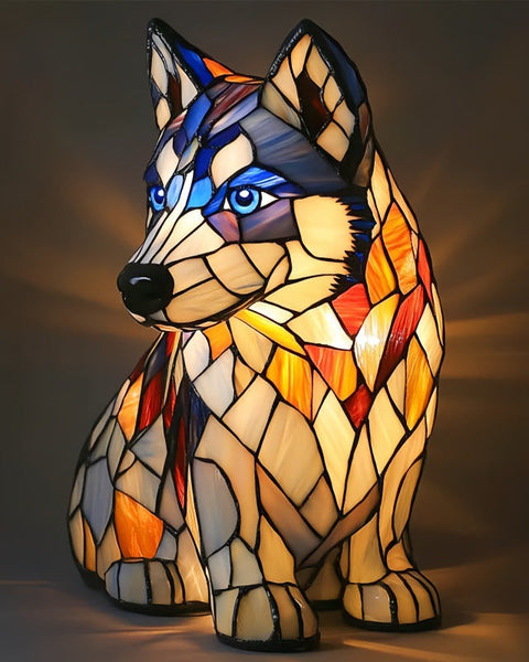 רקס - מנורת כלב זכוכית צבעונית עם אפקט מגנטי