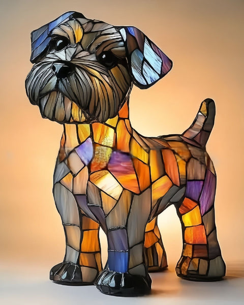 רוקי - מנורת כלב מזכוכית צבעונית עם קסם ייחודי