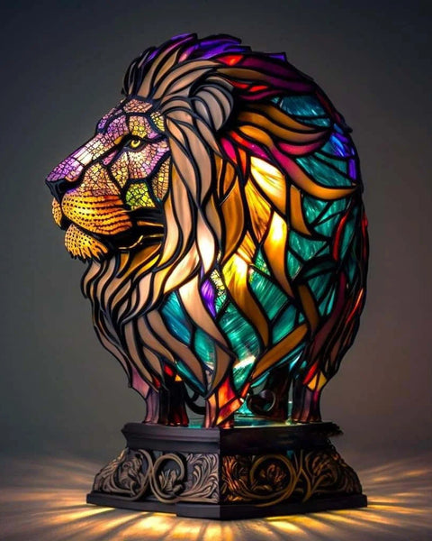 סימבה - מנורת זכוכית צבעונית בעיצוב אריה עם אפקט קסום