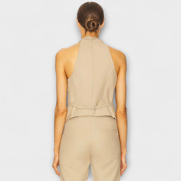 טופ טנק עם צווארון חוצה ורוכסן אחורי