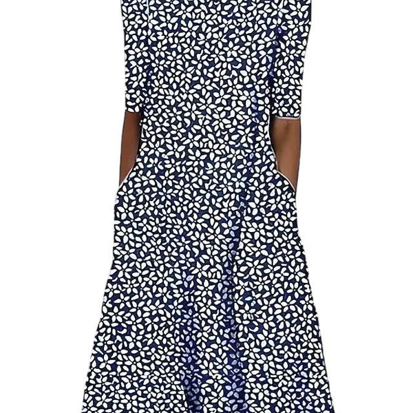 האריטה | שמלת קיץ מידי עם פרחים חופיים ו קו צוואר עגול